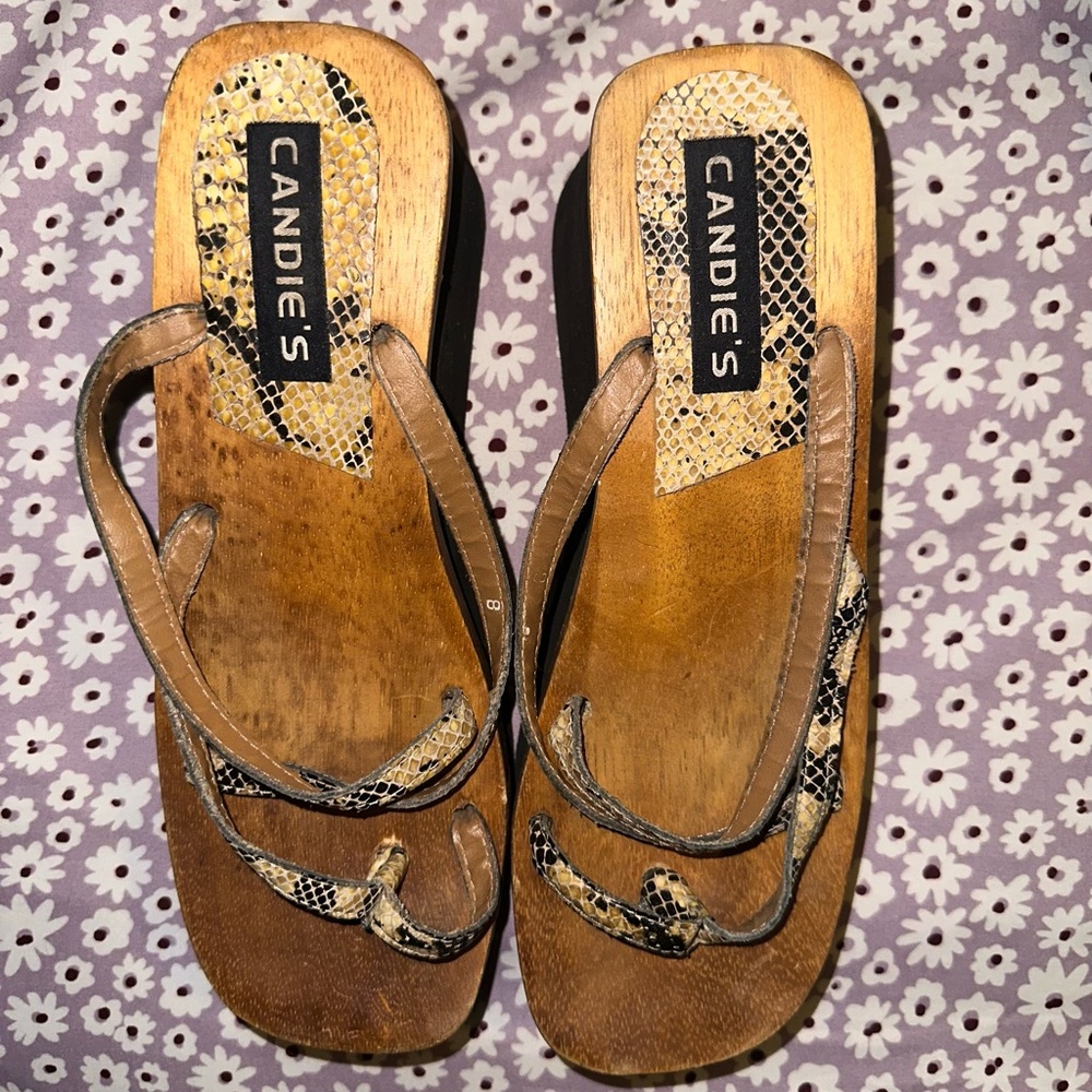 Candie's Snakeskin and Brown Women's Sandals